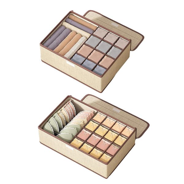 stk Skuffe Organizer Skillevæg Sammenfoldelig Opbevaringsboks til BH Sokker Undertøj Garderobe Beige