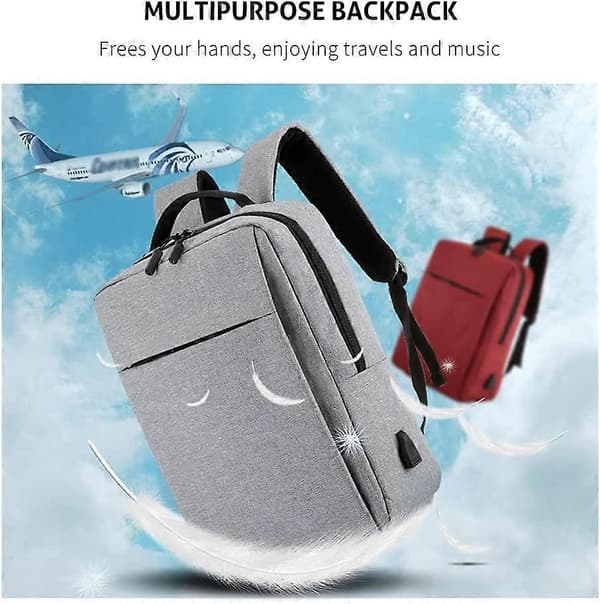 Reise Laptop Ryggsekk med USB Ladeport Grå 17.3 Tommer)