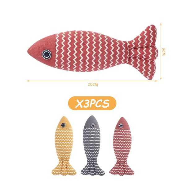 Fiskformade husdjursleksaker, tuggleksaker för husdjur, plyschleksaker för husdjur, 3-pack