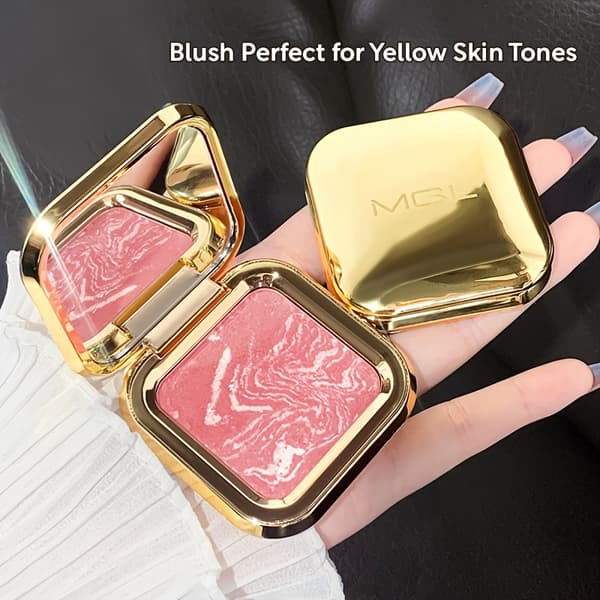 Mat Lilla Blush Palette til Kvinder, Lavmættet Pudderblush med Satinfinish og Highlighter til Naturlig Makeup 1