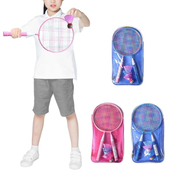 Badmintonracketset för barn med 2 racketar, 4 badmintonbollar och bärväska