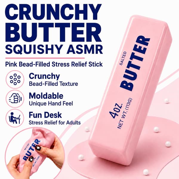 Krämig Smör Squishy Pinne Asmr Långsamt Stigande Pärlfylld Kläm Skrivbordsdekoration Presenter för Vuxna (Rosa Smör) Pink Butter