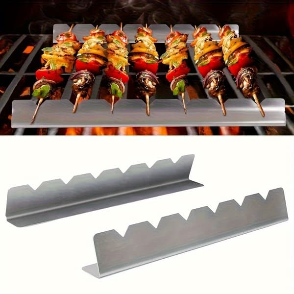 2 stk. grillrist i rustfrit stål, multifunktionel grillspydholder, anti-deformations grillrist til køkken, baghave, camping, udendørs