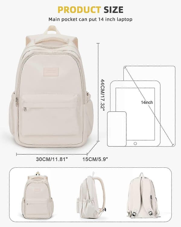 Lättvikts Laptop Ryggsäck för Dam 20L, Beige