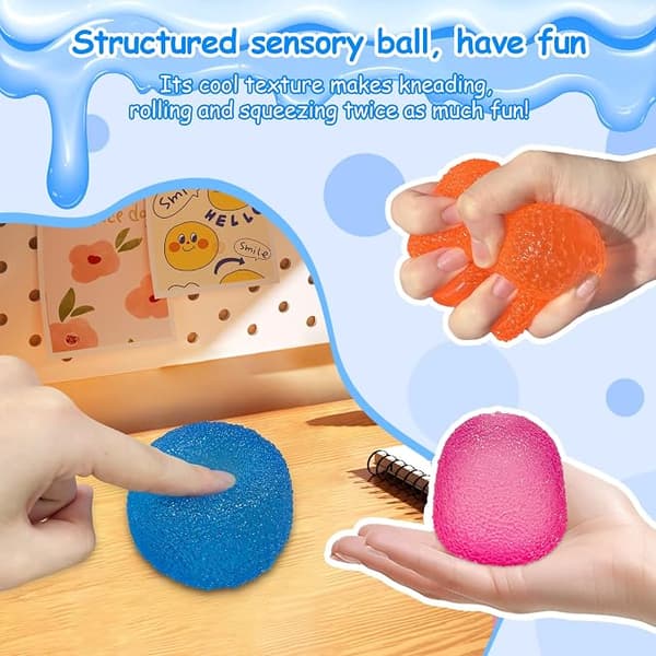 Stressbold - Gummy-formet, velegnet til børn og voksne, sensorisk stimulation, stresslindring og et perfekt gavevalg (Blå). Blue