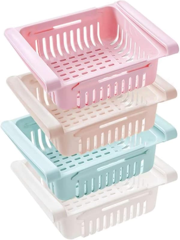 Kylskåpslåda, utdragbar förvaringslåda för kylskåp (set om 4)