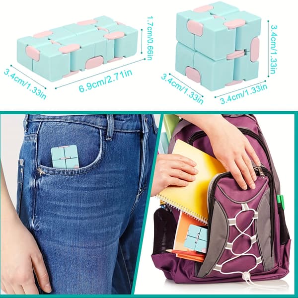 Infinity Cube Fidget Legetøj, Sammenfoldelig Flip Puzzle Cube til Stresslindring, Håndholdt Skrivebord Sanselegetøj, Blandede Farver, Gave til Børn og Voksne 1pcs
