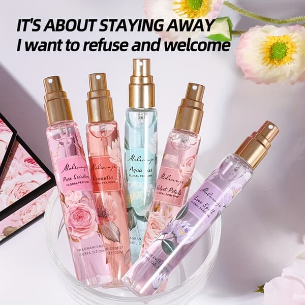 Blomsterparfumesæt til kvinder, langtidsholdbar frisk duft, bærbar flydende Eau de Parfum til hverdagsbrug og dates