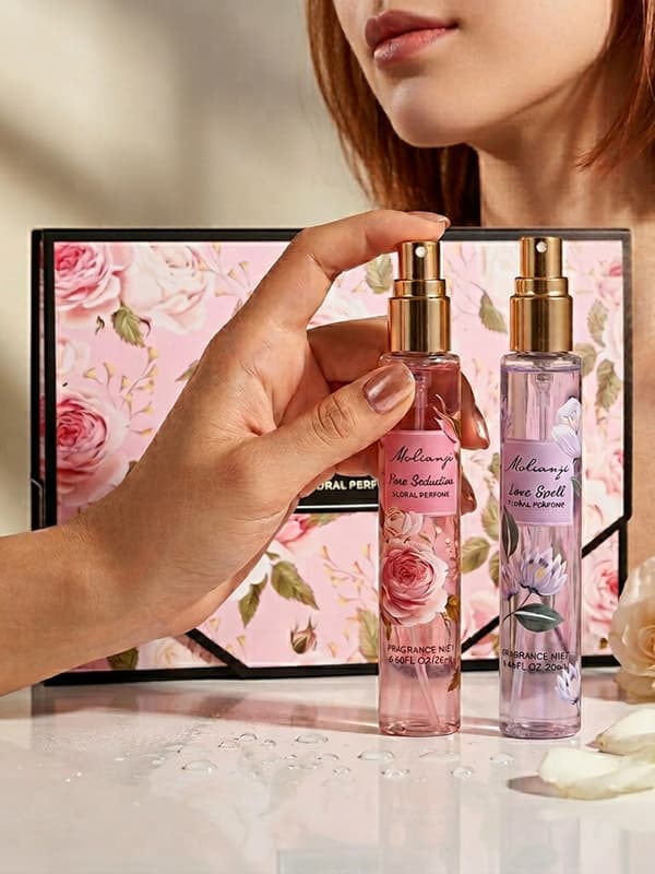 Parfympresentask för kvinnor, fräsch blommig doft, långvarig Eau de Parfum, presentask i resestorlek