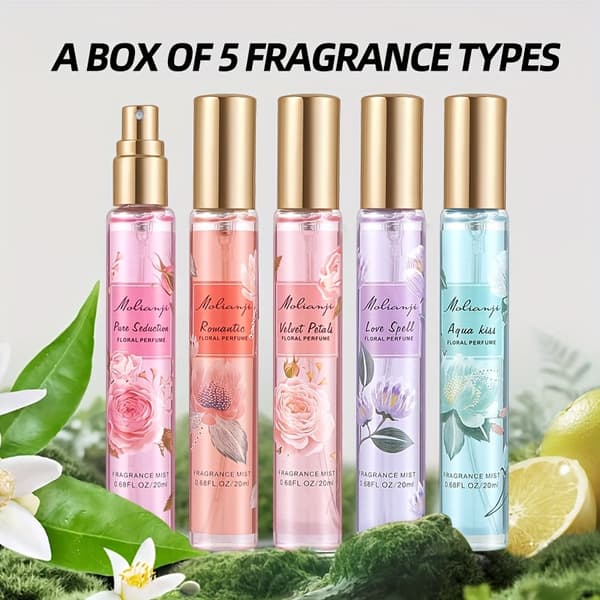 Blomsterparfymesett for kvinner, langvarig frisk duft, bærbar flytende Eau de Parfum for daglig bruk og dater