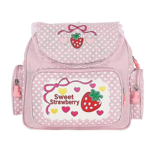 Skolryggsäck för barn med jordgubbsmönster 20L 30x25x45cm