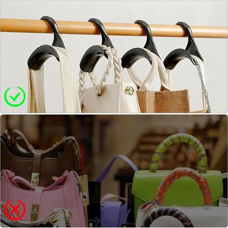 10 stycken väskkrokar för garderob, kraftiga väskkrokar för förvaring och upphängning av väskor