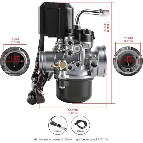 Erstatningsforgasser med 17,5 mm boring for de fleste 50cc scootere