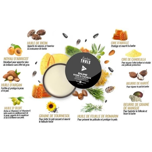 Parta & hiusbalsami | Nro 1 | 100 % luonnollisilla öljyillä 30 ml - MADE IN FRANCE - Ravitsee, kosteuttaa, rakenne