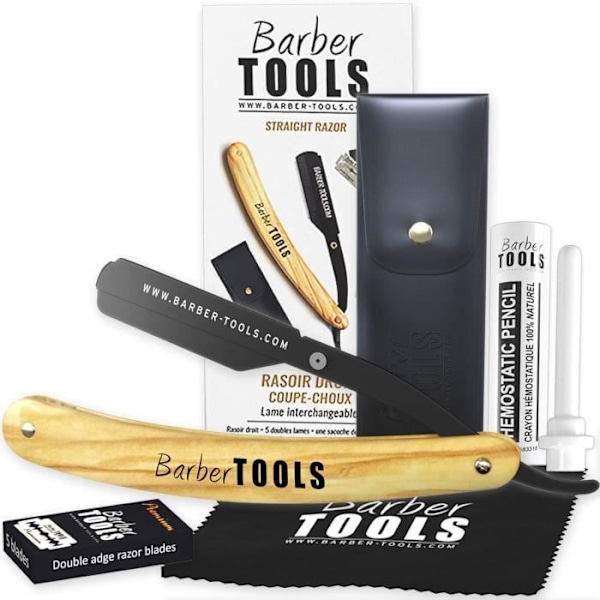 Barbersæt (6 produkter) - Udskifteligt barberblad af træ