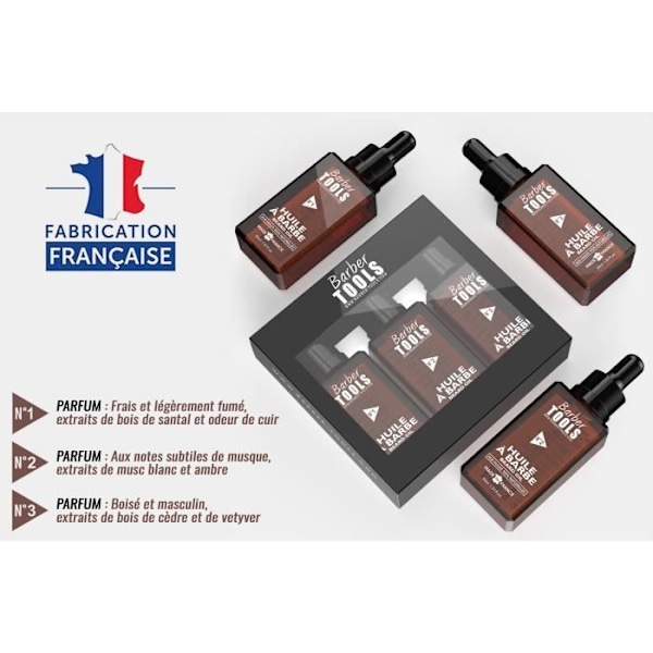 Skægolie | nr. 1 | med 100% naturlige olier 30ml - FREMSTILLET I FRANKRIG - Fremmer skægvækst