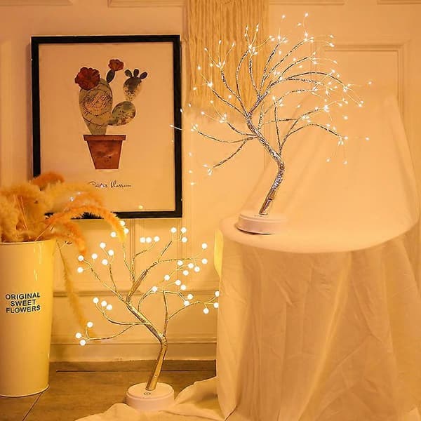 108 LED Firefly Träd Slingor Konstgjort Fairy Träd USB Batteridriven Touch Switch Vit Varmt Ljus