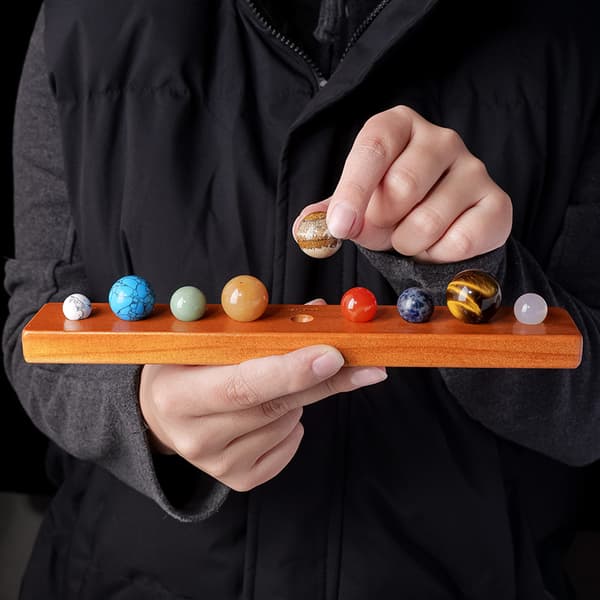 Crystal Ball Set with Solar System - Educational Model with Nine Planets