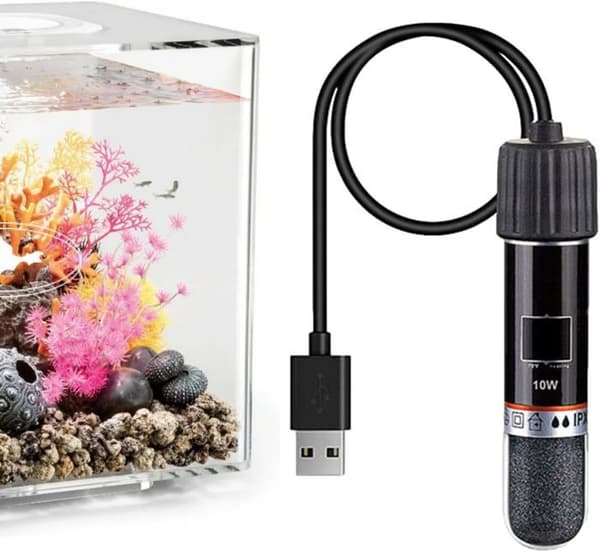 Mini akvaariolämmitin termostaatti 10W USB - Ladattava - Kompakti - Musta