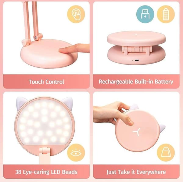 LED skrivebordslampe sød skrivebordslampe pink skrivebordslampe