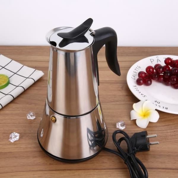 6-kops Moka elektrisk kaffemaskine - Rustfrit stål - Grå - Perkolator (Espresso)