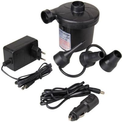 Elektrisk luftpumpe/oppblåser/tømmer for madrasser med 3 dyser for camping, senger, møbler og biler