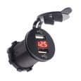 4. 2A 2-ports USB billader med 12V voltmeter for båt (rød) LBQ29