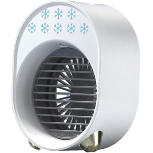 Mini bärbar luftkonditionering. Bärbar luftkonditionering utan avgasrör. Tyst fläkt - vit plug-in-modell.