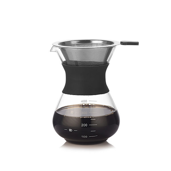 400 ml Pour Over Coffee Maker with Filter - Clear Glass