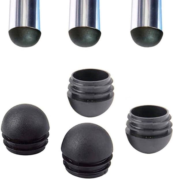 Sorte runde stolebenshætter, runde indstikshætter til stoleben, gummi stolebenshætter (22mm)