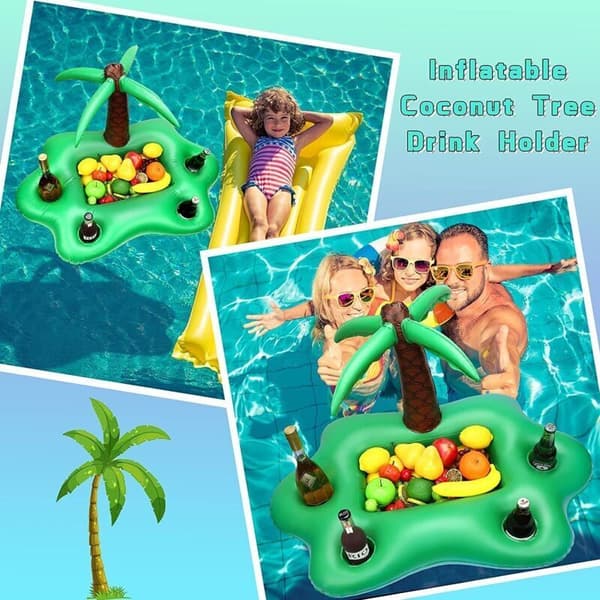 Pool Float. Flydende bar til pool. Kopholdere. Oppustelig palmetræ flydende bakke. Svømning 95 x 55 x 55 cm
