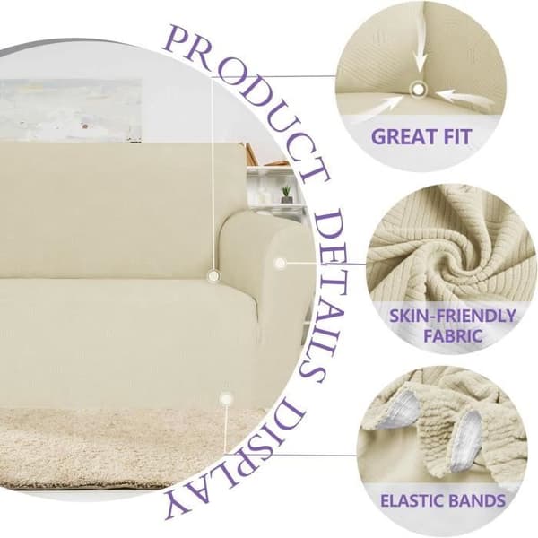 Stretchfåtöljöverdrag - Beige - 1-sits sofföverdrag med armstöd - Hundsoffskydd