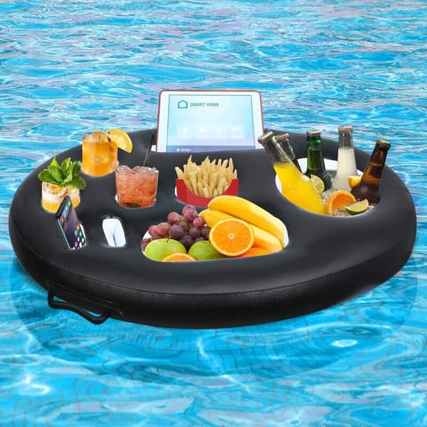 Flydende bar. Oppustelig pool drinkholder. Stor kapacitet med 9 rum – ideel til vandfester.
