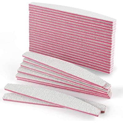Profesjonelle neglefiler - 100/180 grit - Dobbeltsidig - Hvit/lilla - 50 stk