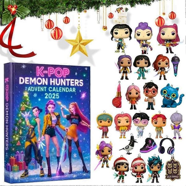 24 dagar av jul Demon Hunter Blind Box Kalender - 2D platta hängen, koreansk våg samlarobjekt julkalender