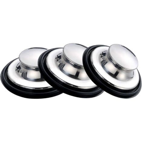 Diskbänksproppar, diskbänkspropp i rostfritt stål, stor bred kant 3,35 tum (85 mm) diameter (3-pack)