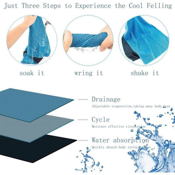 Set med tre kylhanddukar - Kylande mikrofiber - Polyester - Sporthandduk