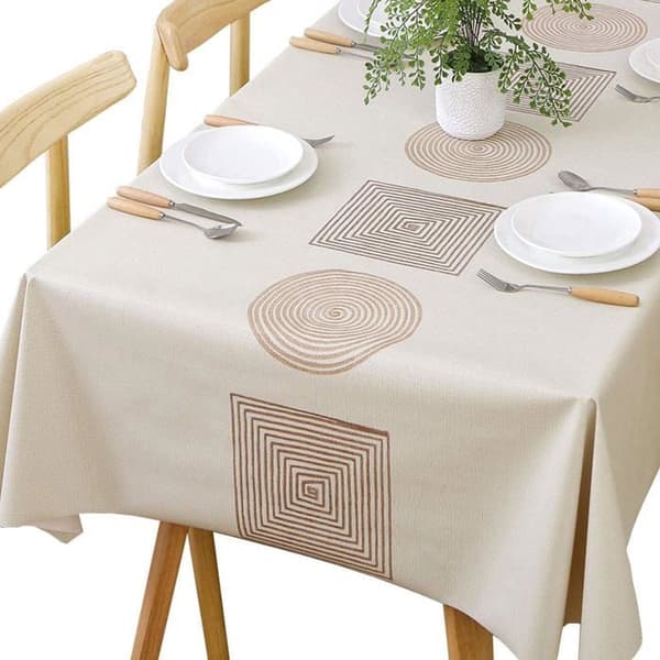 Vanntett rektangulær PVC-duk, 140 x 220 cm plastduk, flekk- og oljebestandig, beige