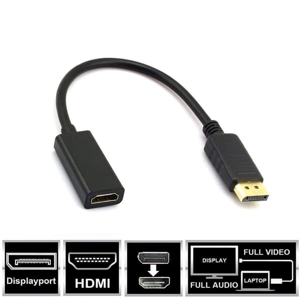 DisplayPort til HDMI - Adapter, Sort