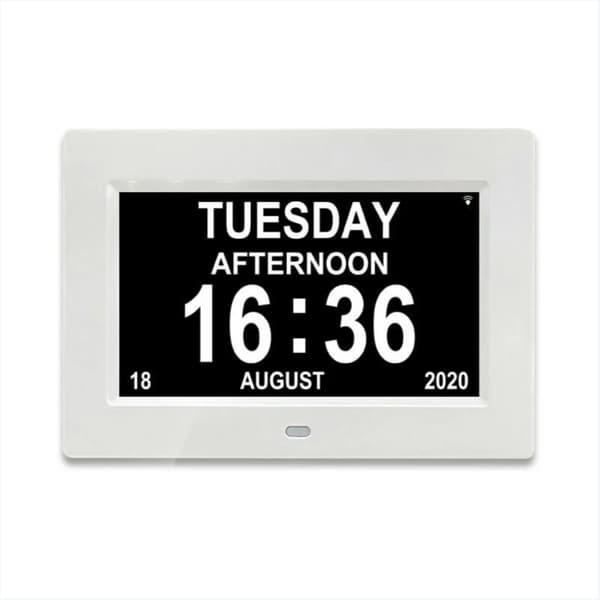 Tums LCD Digital Kalender Datum och Tid Klocka för Föräldrar (Vit)