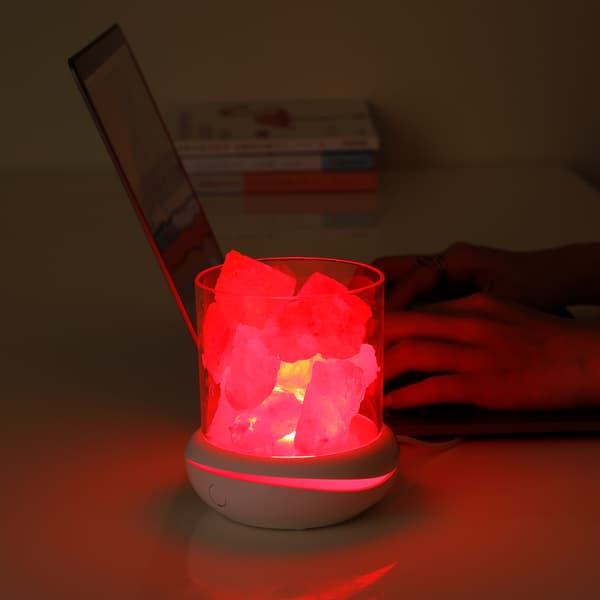 Saltstenslampe USB Aromaterapi Hvid/Orange