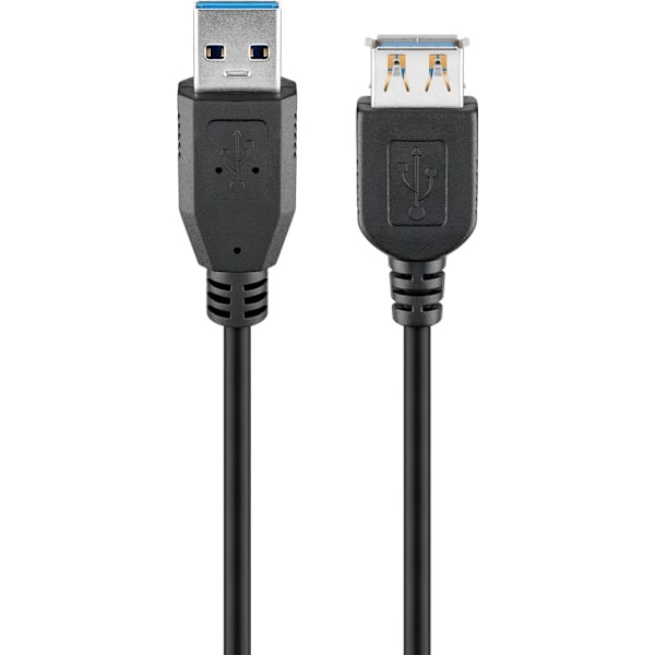 USB-A-jatkokaapeli, 5 m, musta