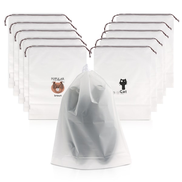 Transparent non-woven storage bags (10-pack) cat pattern