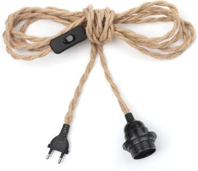 Hamptov Lysekrone Kabel 4,5m, E27 Fatning Afbryder med Ledning, Pærekabel, til DIY Pendellampe