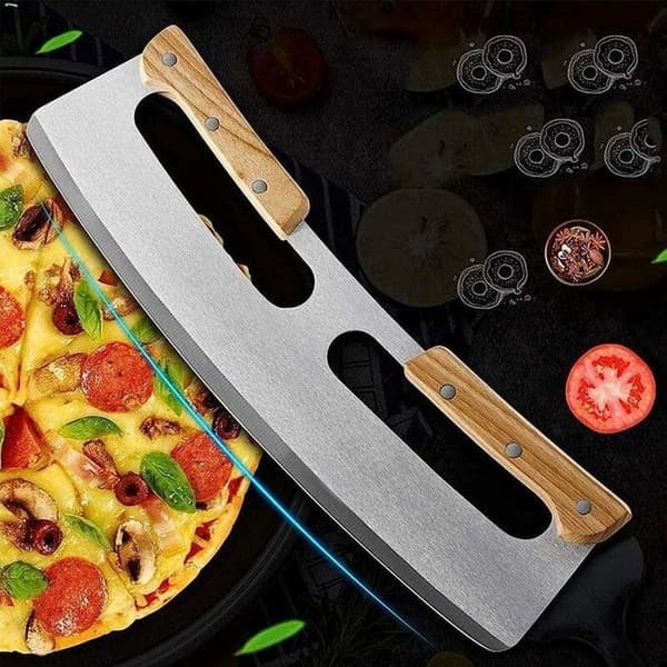 Profesjonell pizzakutter - 35 cm - Håndtak i massivt tre - Blad i rustfritt stål - Ergonomisk design