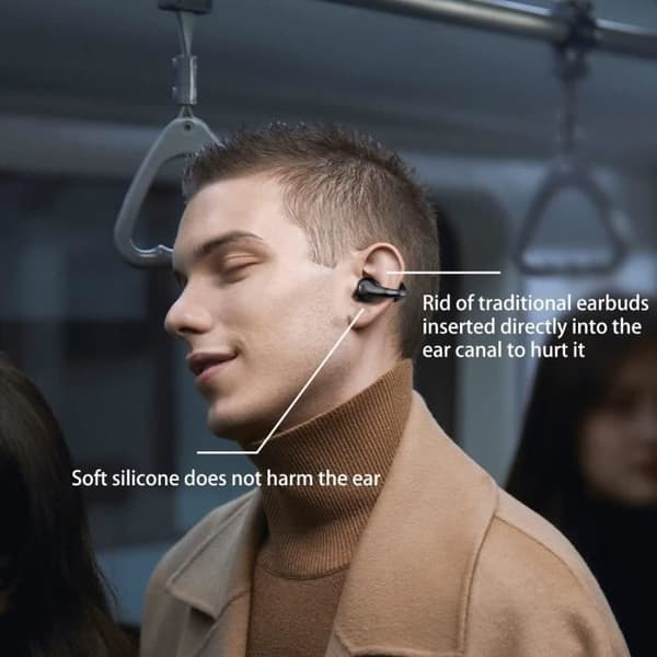 Bluetooth 5.3 Høretelefoner, HiFi Stereo Trådløse Hovedtelefoner med Touch Control, Clip-on Design med LED Display - Sort