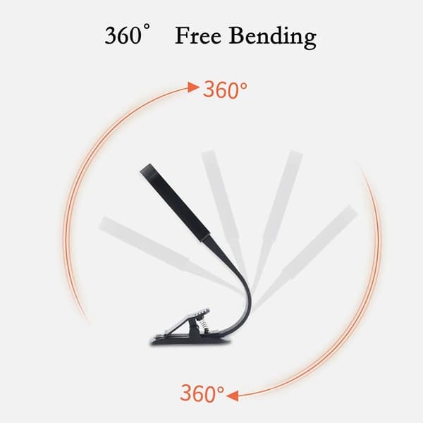Portable Clip-on Reading Light: Eye Protection, Rechargeable and 360° Flexible
