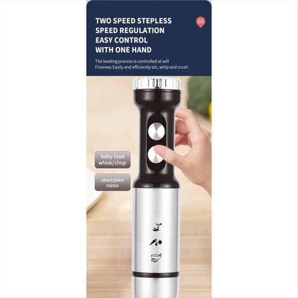 Elektrisk foodprocessor, stavblender med flere hastigheder, til madlavning, blending af smoothies, supper, 1000W, EU-stik.