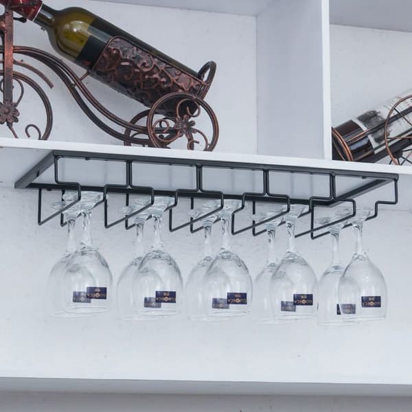 Hængende glasstativ 50cm - Sort - 10 pladser - Moderne design