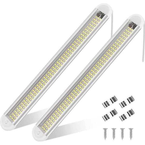 Sæt med 2 12V LED-strips - Indendørs lysskinne - Afbryder - til Autocamper, Campingvogn, Båd, Køkken